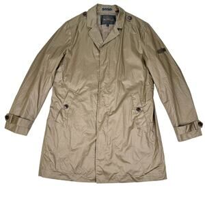 Ben Sherman Cobblestone Tan Waxed Cotton Trench Rain Coat XL Lightweight Classic